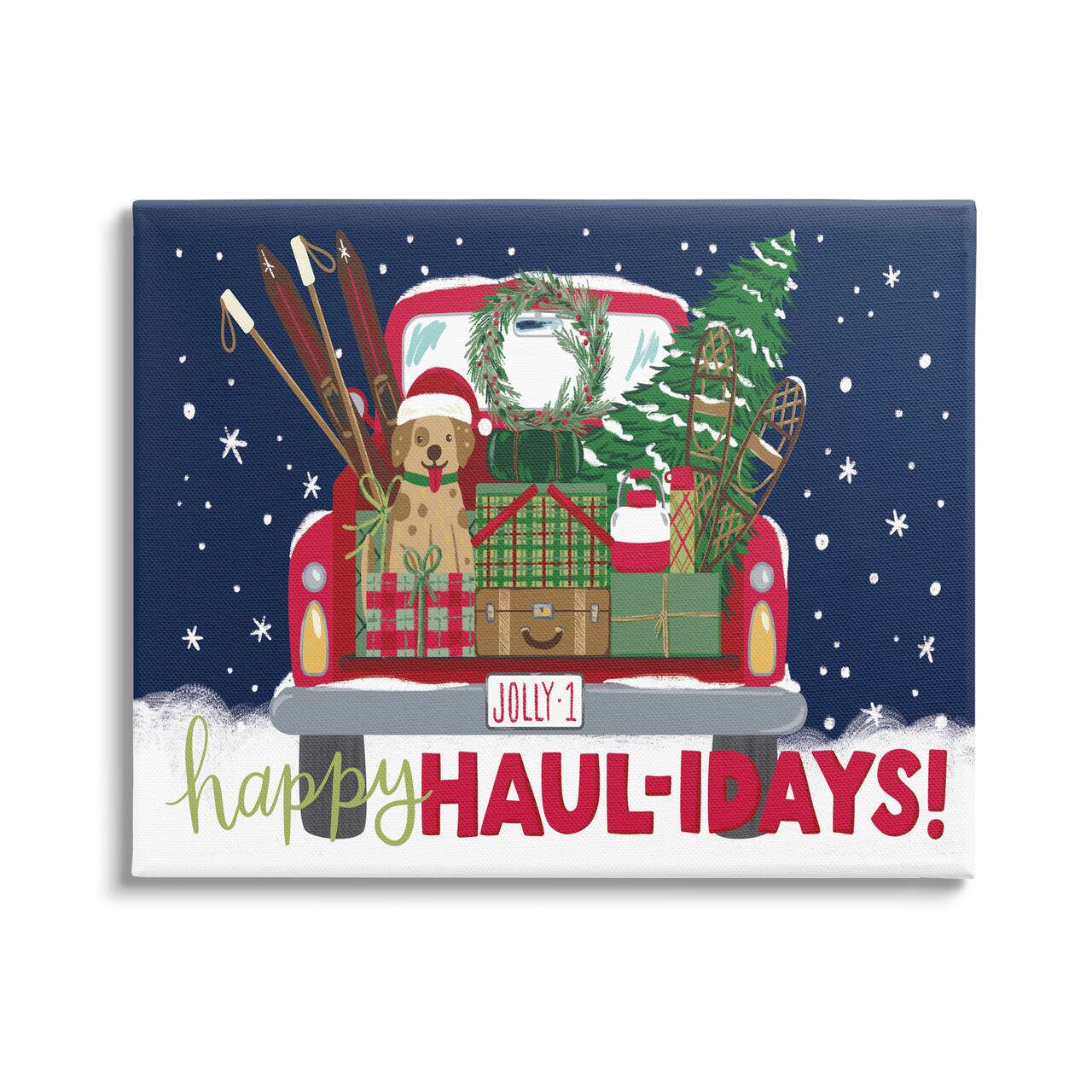Stupell Industries Happy Haul-idays Christmas Gift Truck Canvas Wall Art